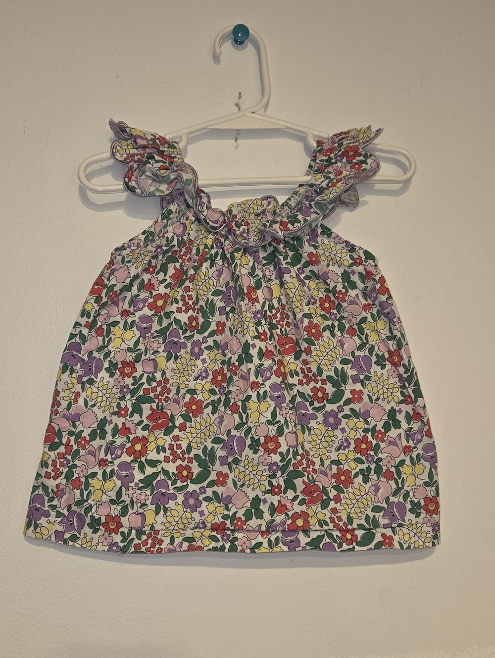 Bisby Floral Multicolor Ruffle Tank Top 100% Cotton Size 2